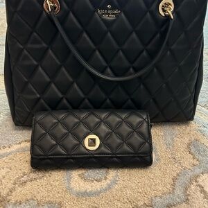 kate spade Quilted Black Tote and Wallet Set